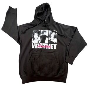 Whitney Houston WHTEY Photo‎ Graphic Black Pullover Hoodie Sweatshirt M